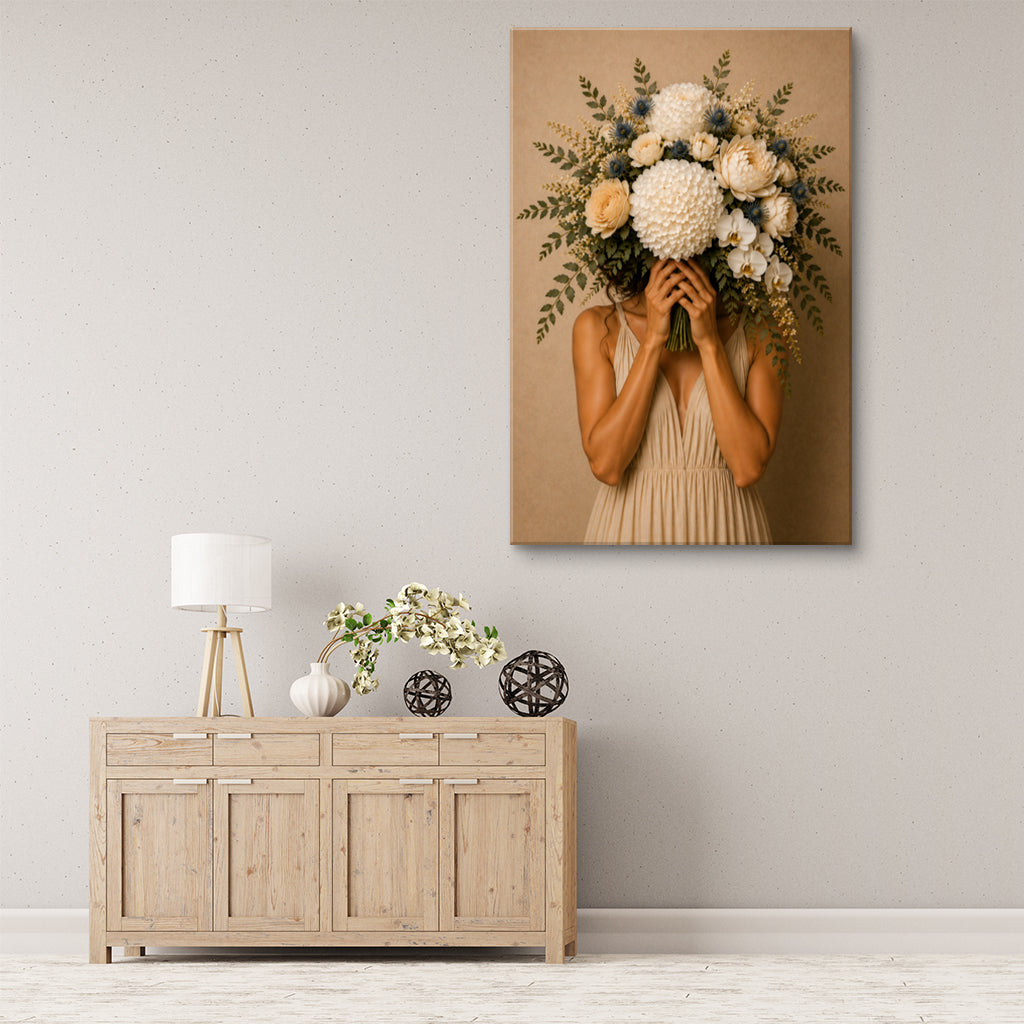 Natalie With Flowers Canvas Wall Art Print