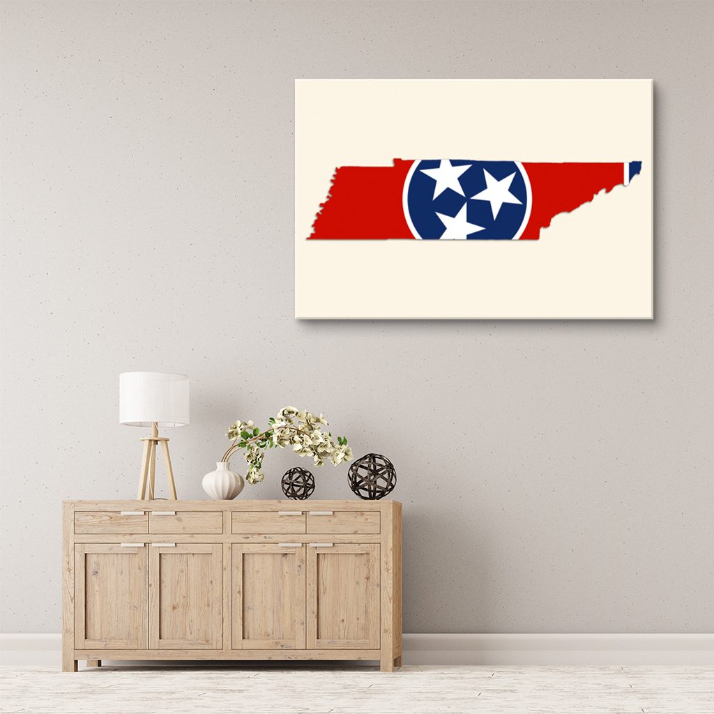 Tennessee Flag Silhouette Canvas Wall Art Print