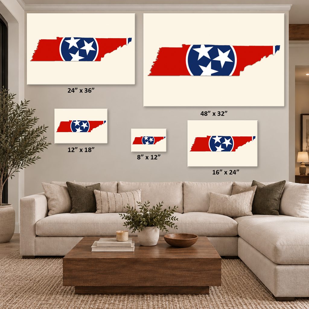 Tennessee Flag Silhouette Canvas Wall Art Print