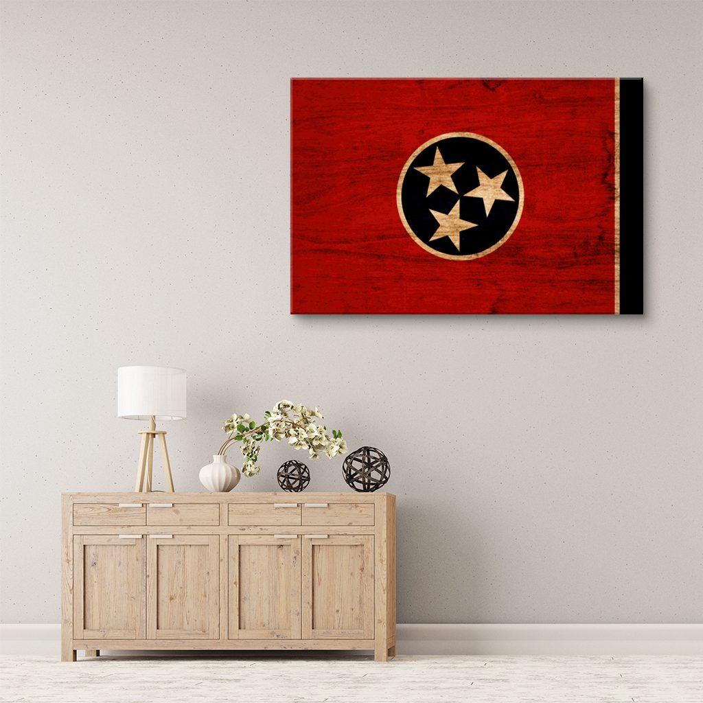 Rustic Tennessee Flag Canvas Wall Art Print