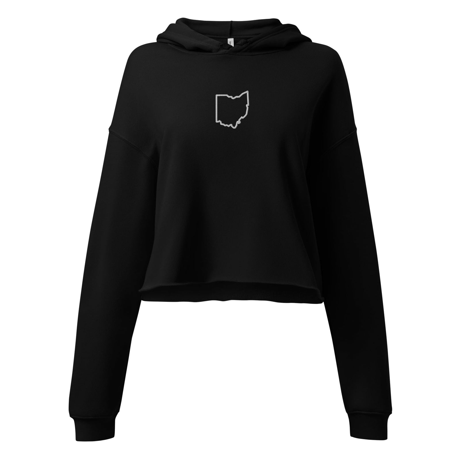 Embroidered Ohio Outline Cropped Hoodie
