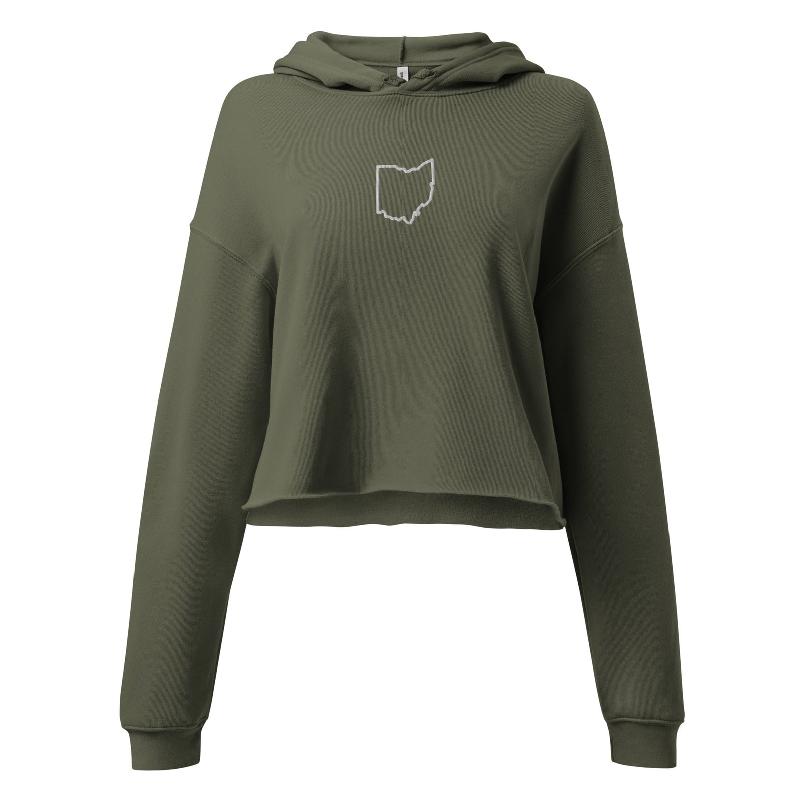 Embroidered Ohio Outline Cropped Hoodie