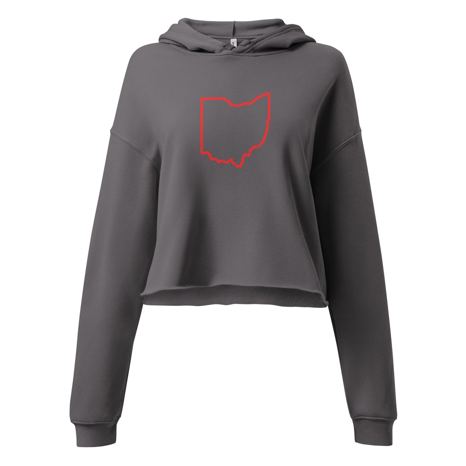 Red Ohio Outline Cropped Hoodie