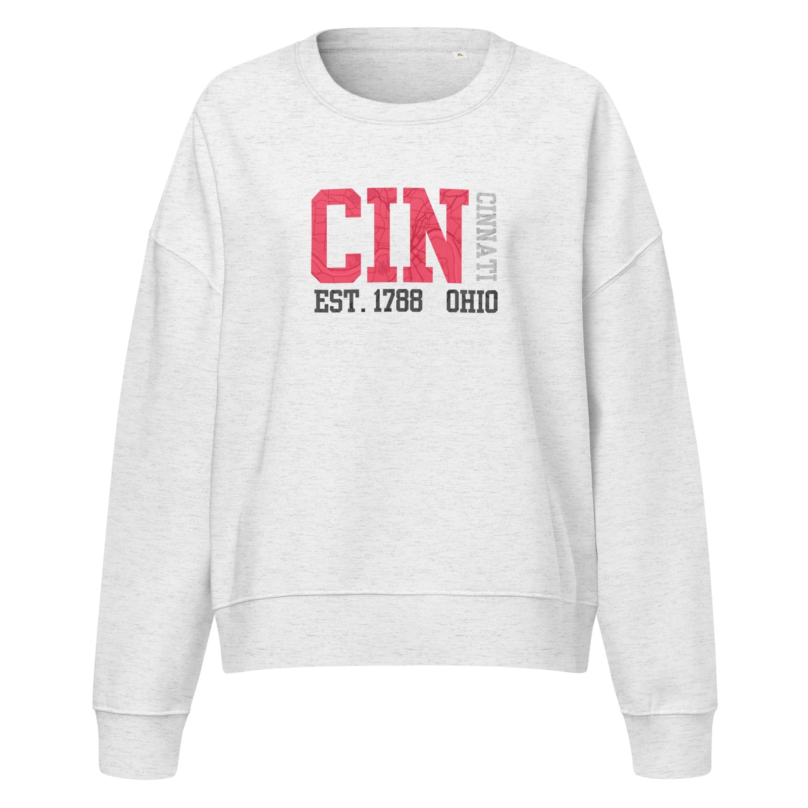 Cincinnati Map Waist Length Crewneck Sweatshirt
