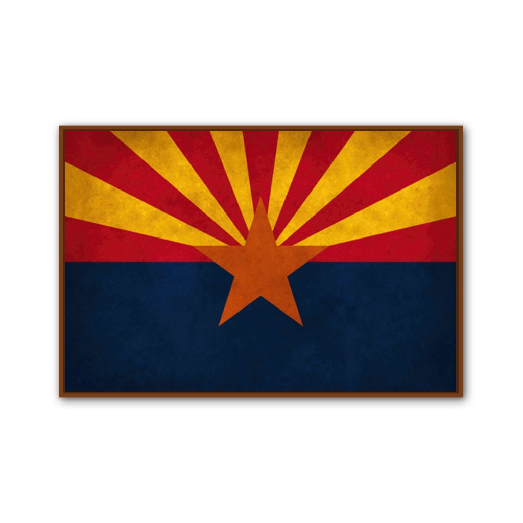 Distressed Arizona Canvas Flag Art Print