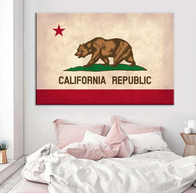 Distressed California Canvas Flag Art Print