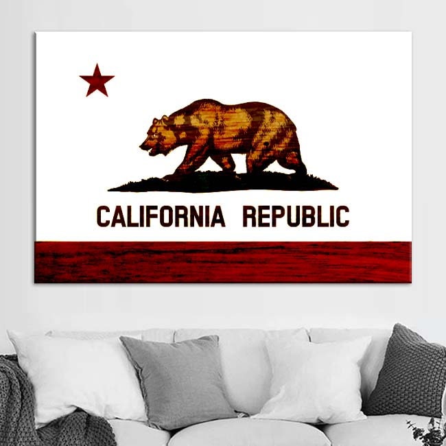 Rustic California Canvas Flag Art Print
