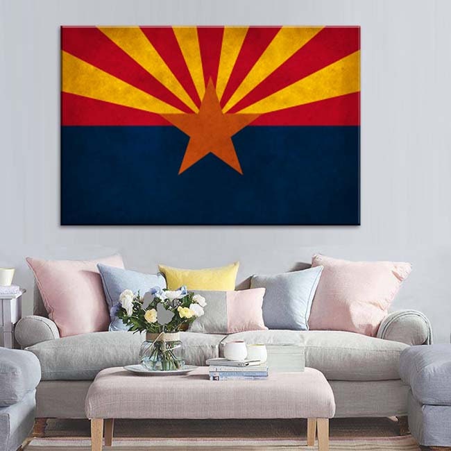 Distressed Arizona Canvas Flag Art Print