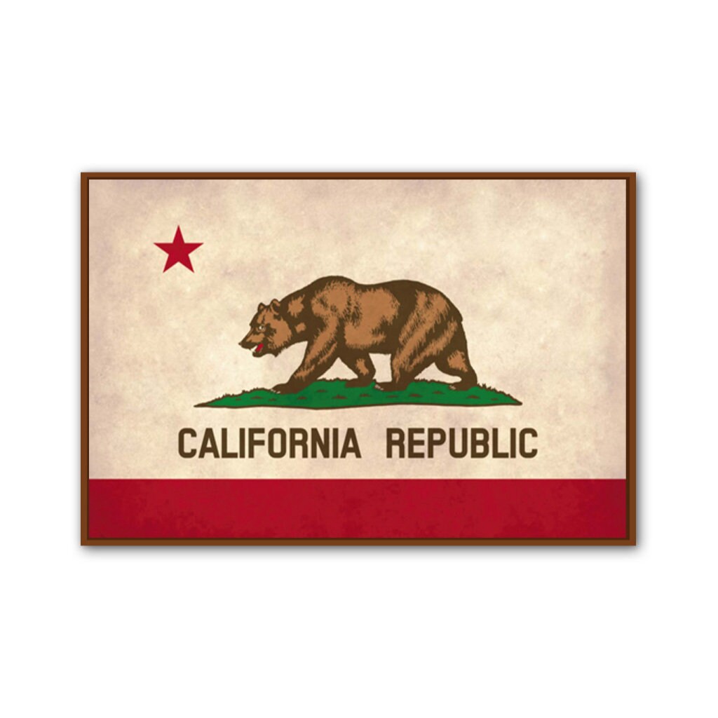 Distressed California Canvas Flag Art Print