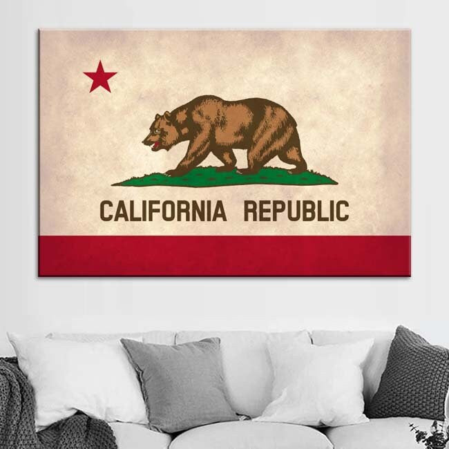 Distressed California Canvas Flag Art Print