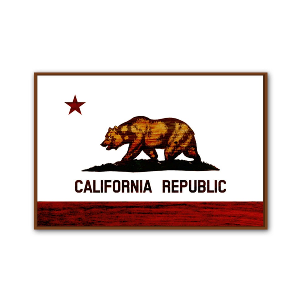 Rustic California Canvas Flag Art Print