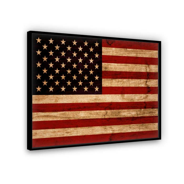 Rustic American Flag Canvas Wall Art Print