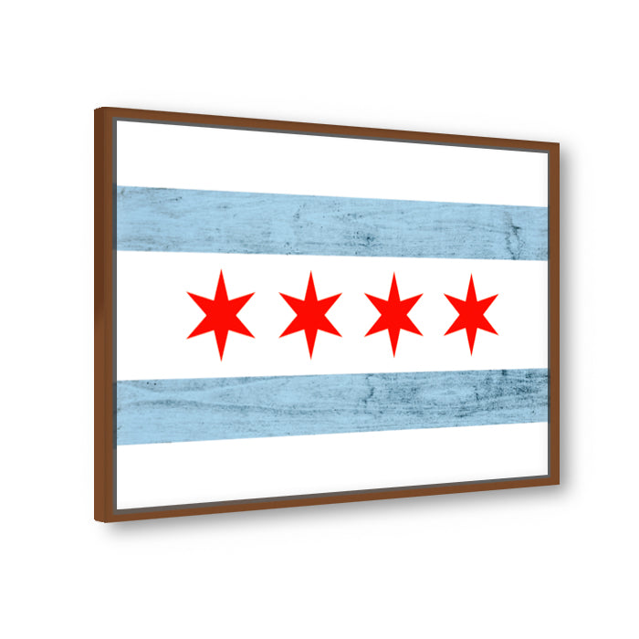 Rustic Chicago Flag Canvas Wall Art Print