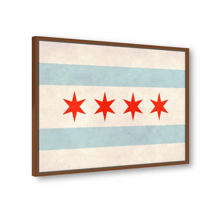 Distressed Chicago Flag Canvas Wall Art Print