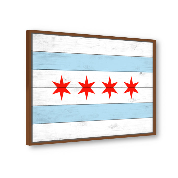 Wooden Blend Chicago Flag Canvas Wall Art Print
