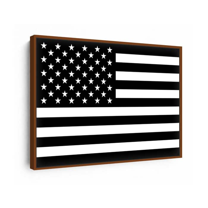 Black & White American Flag Canvas Wall Art Print