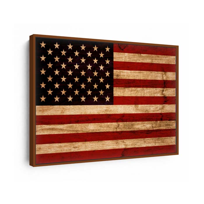 Rustic American Flag Canvas Wall Art Print