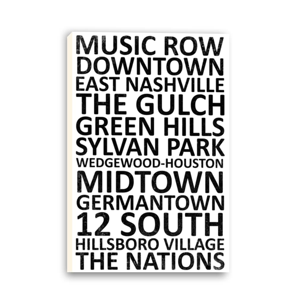 Nashville Neighborhood Canvas Wall Art Print - White