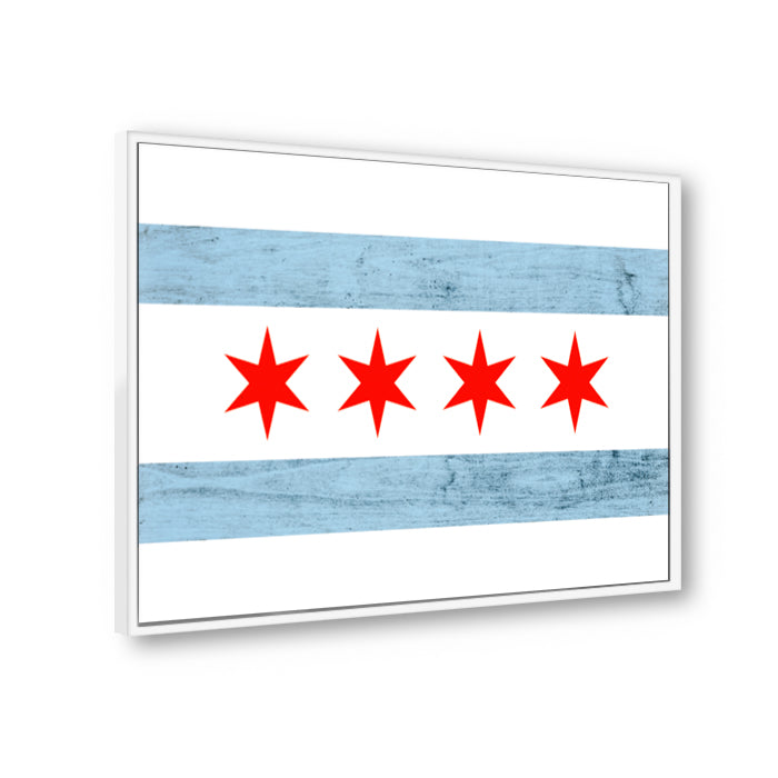 Rustic Chicago Flag Canvas Wall Art Print