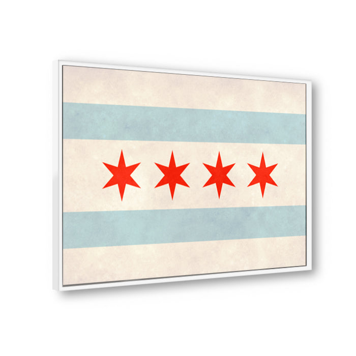 Distressed Chicago Flag Canvas Wall Art Print