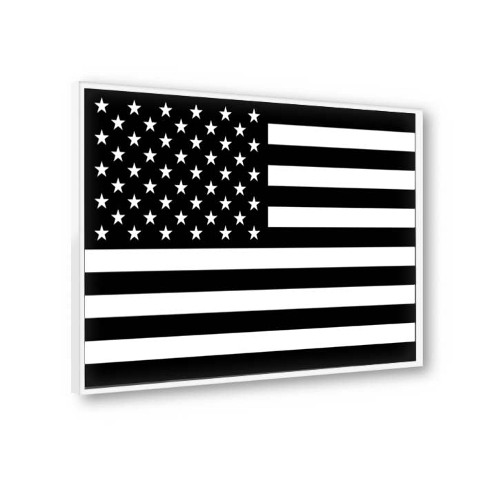 Black & White American Flag Canvas Wall Art Print