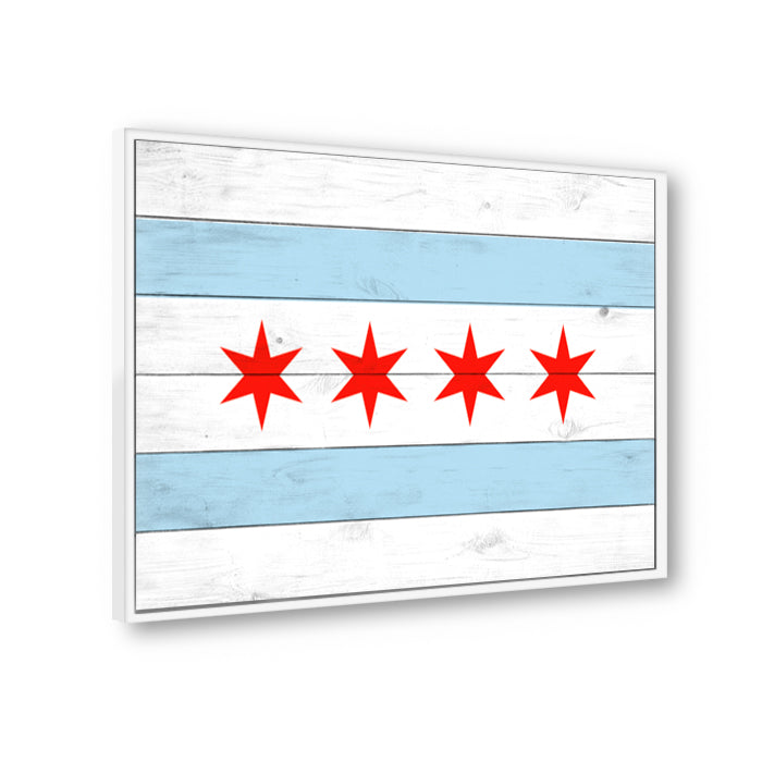 Wooden Blend Chicago Flag Canvas Wall Art Print
