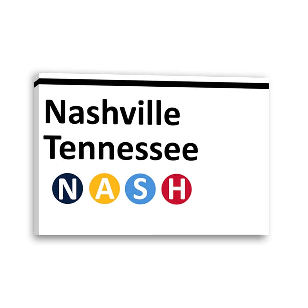 Nashville Subway Sign Canvas Wall Art Print - White