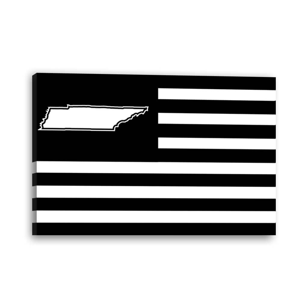 Black and White Tennessee American Flag Canvas Wall Art Print