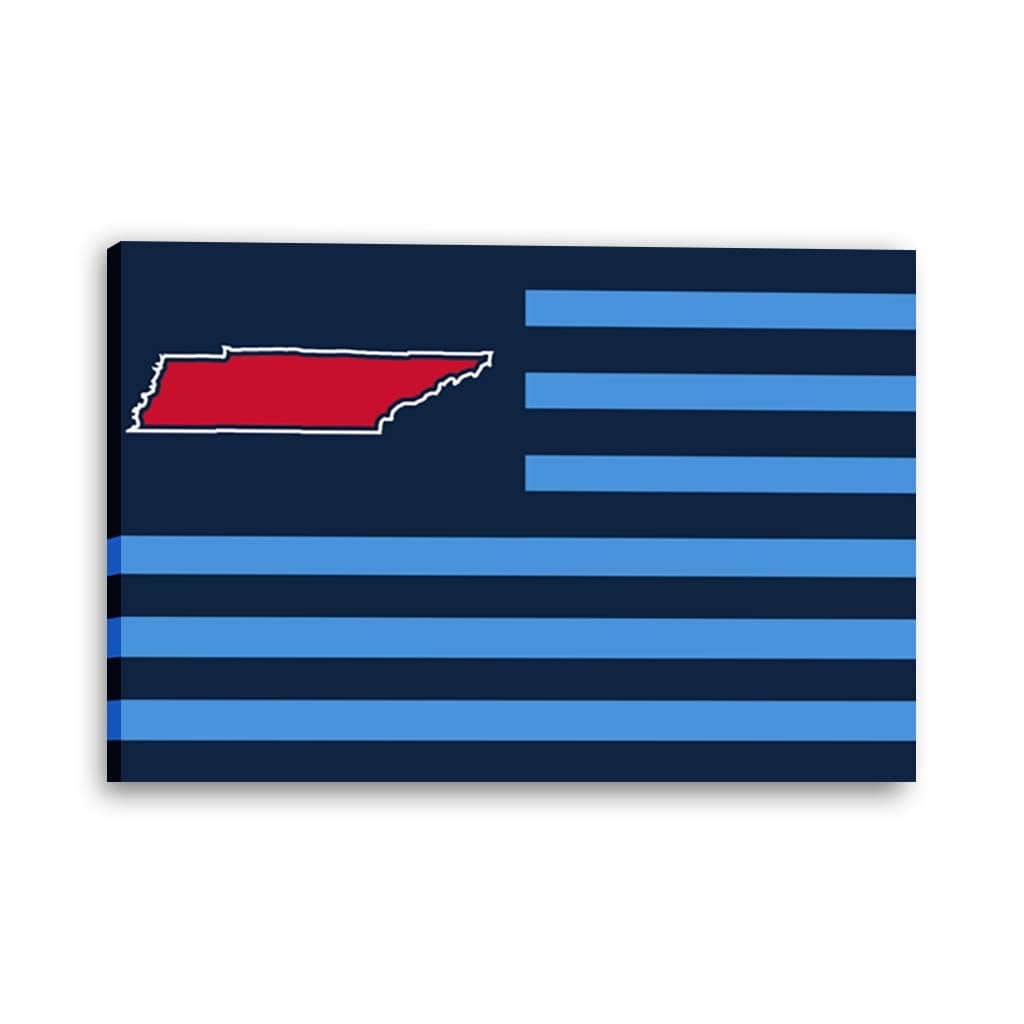 Navy and Light Blue Tennessee American Flag Canvas Wall Art Print