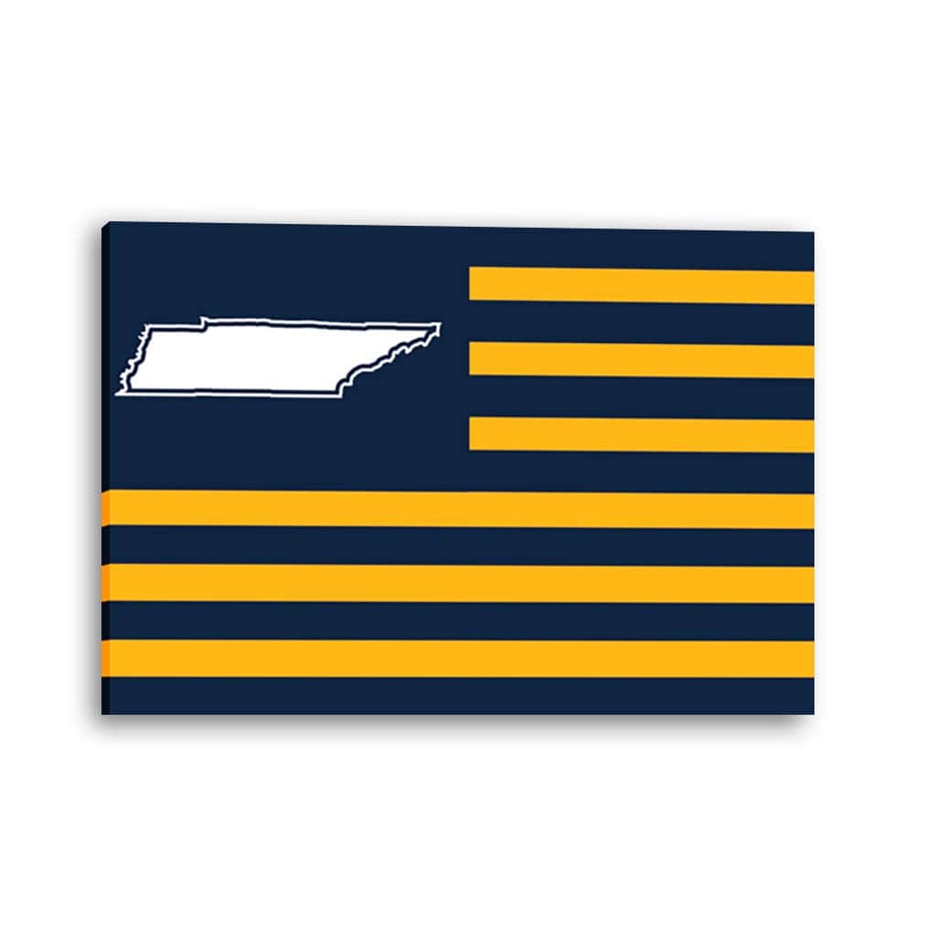 Navy and Yellow Tennessee American Flag Canvas Wall Art Print