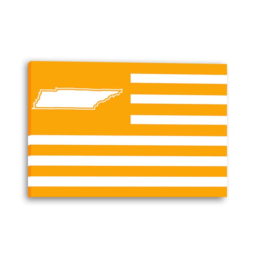 Orange and White Tennessee American Flag Canvas Wall Art Print