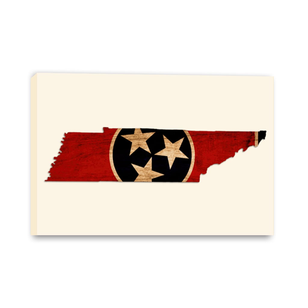 Rustic Tennessee Flag Silhouette Canvas Wall Art Print