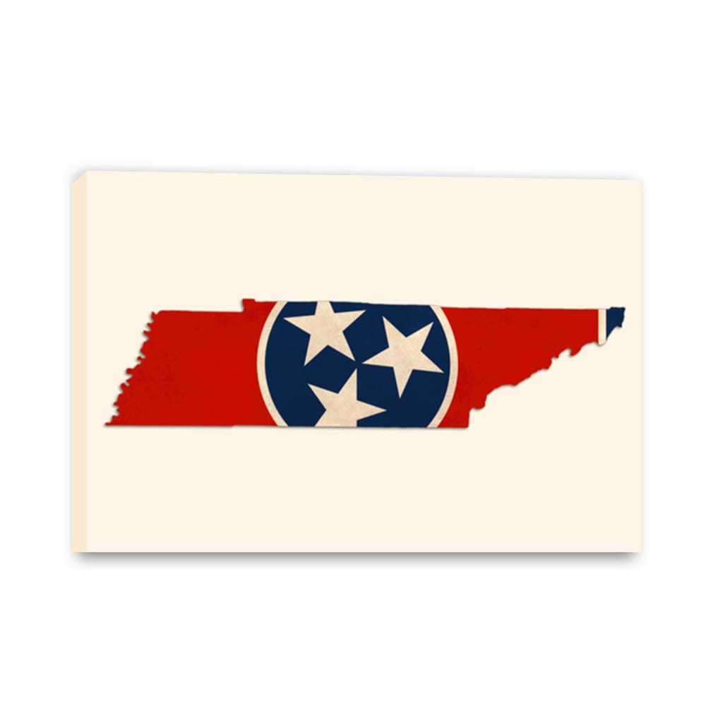 Distressed Tennessee Flag Silhouette Canvas Wall Art Print