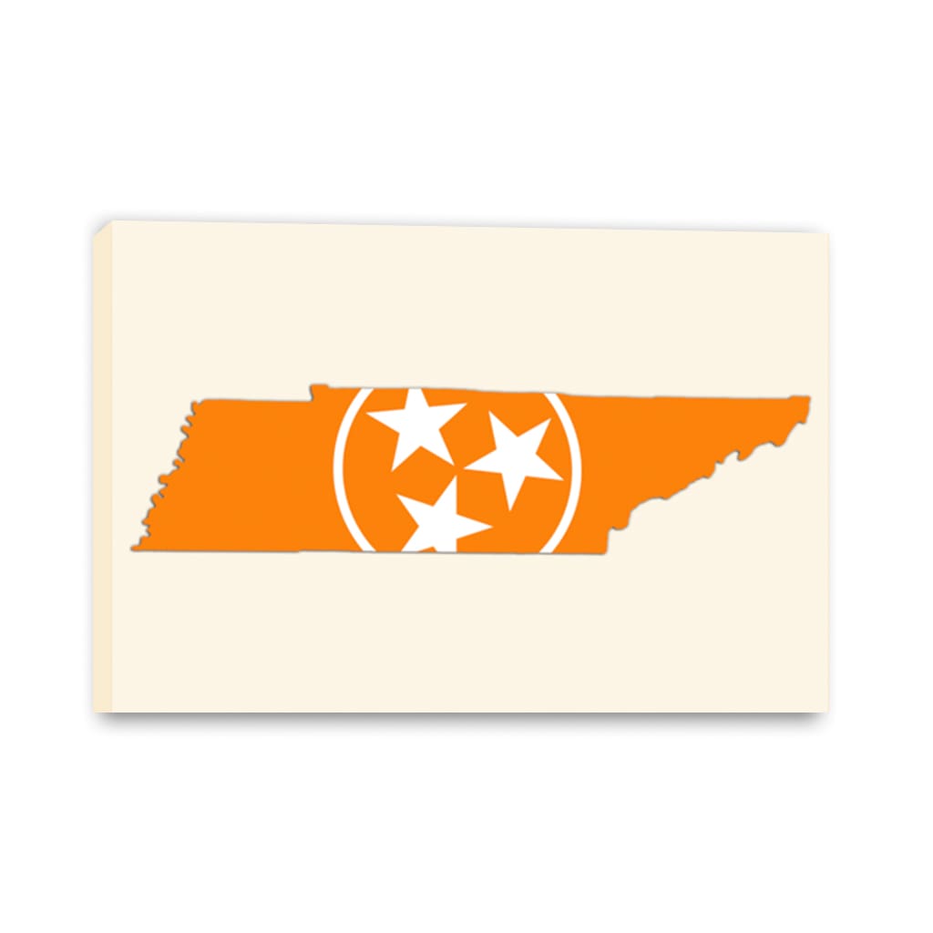 Orange & White Tennessee Flag Silhouette Canvas Wall Art Print