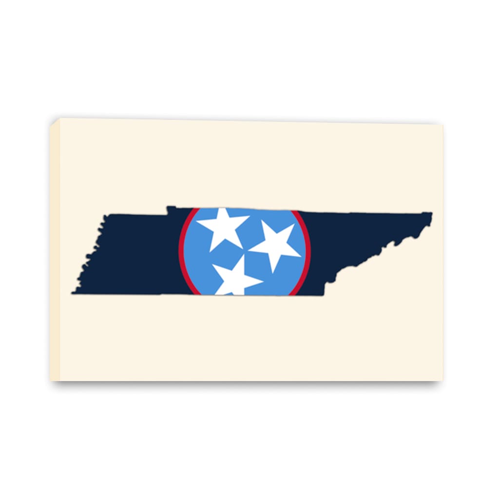 Navy & Teal Tennessee Flag Silhouette Canvas Wall Art Print