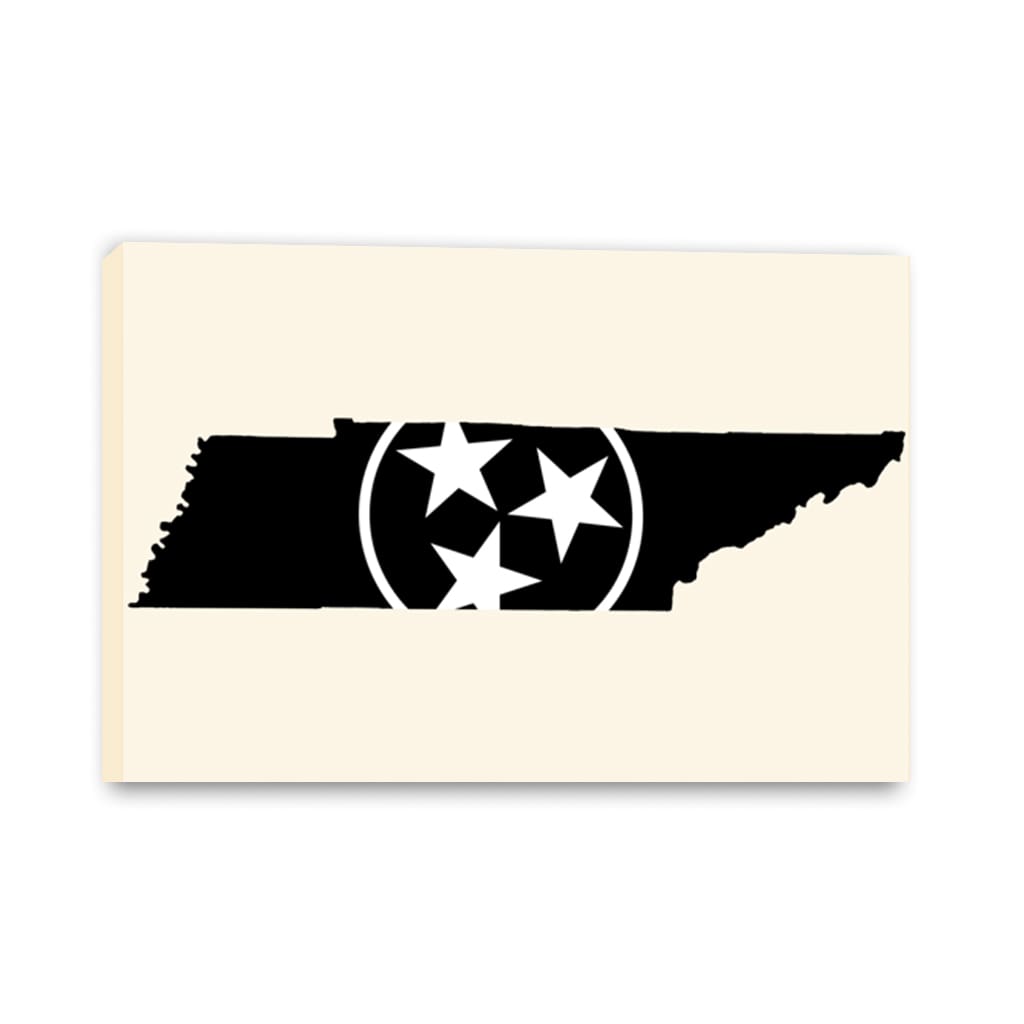 Black & White Tennessee Flag Silhouette Canvas Wall Art Print