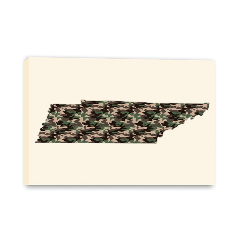 Tennessee Woodland Camo Silhouette Canvas Wall Art Print