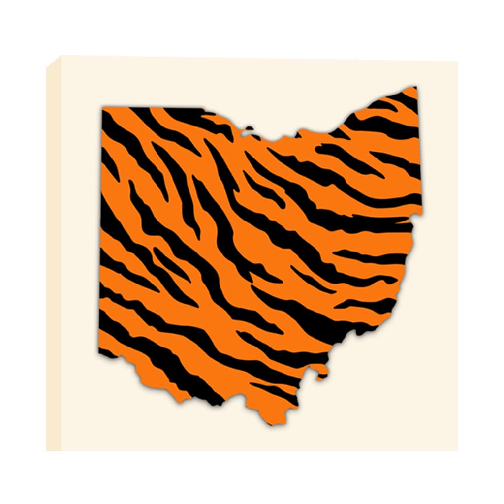 Ohio Tiger Stripe Silhouette Canvas Wall Art Print