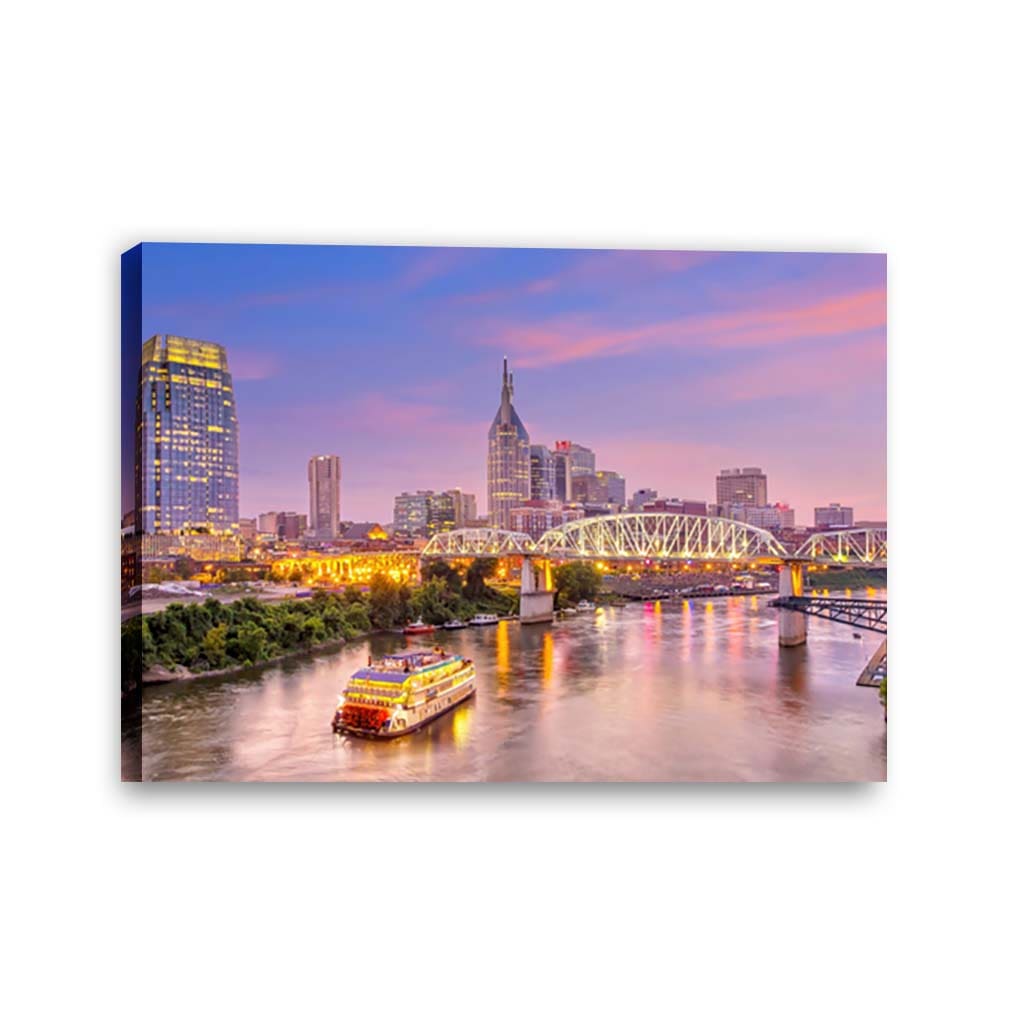 Nashville Skyline Sunset Canvas Wall Art Print