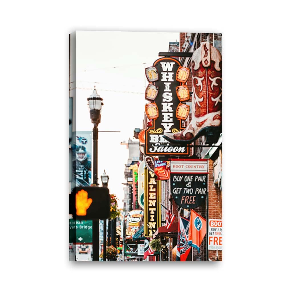 Nashville Lower Broadway Canvas Wall Art Print