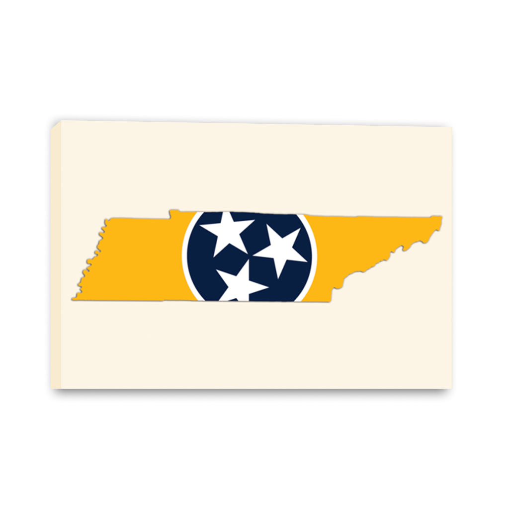 Navy & Gold Tennessee Flag Silhouette Canvas Wall Art Print