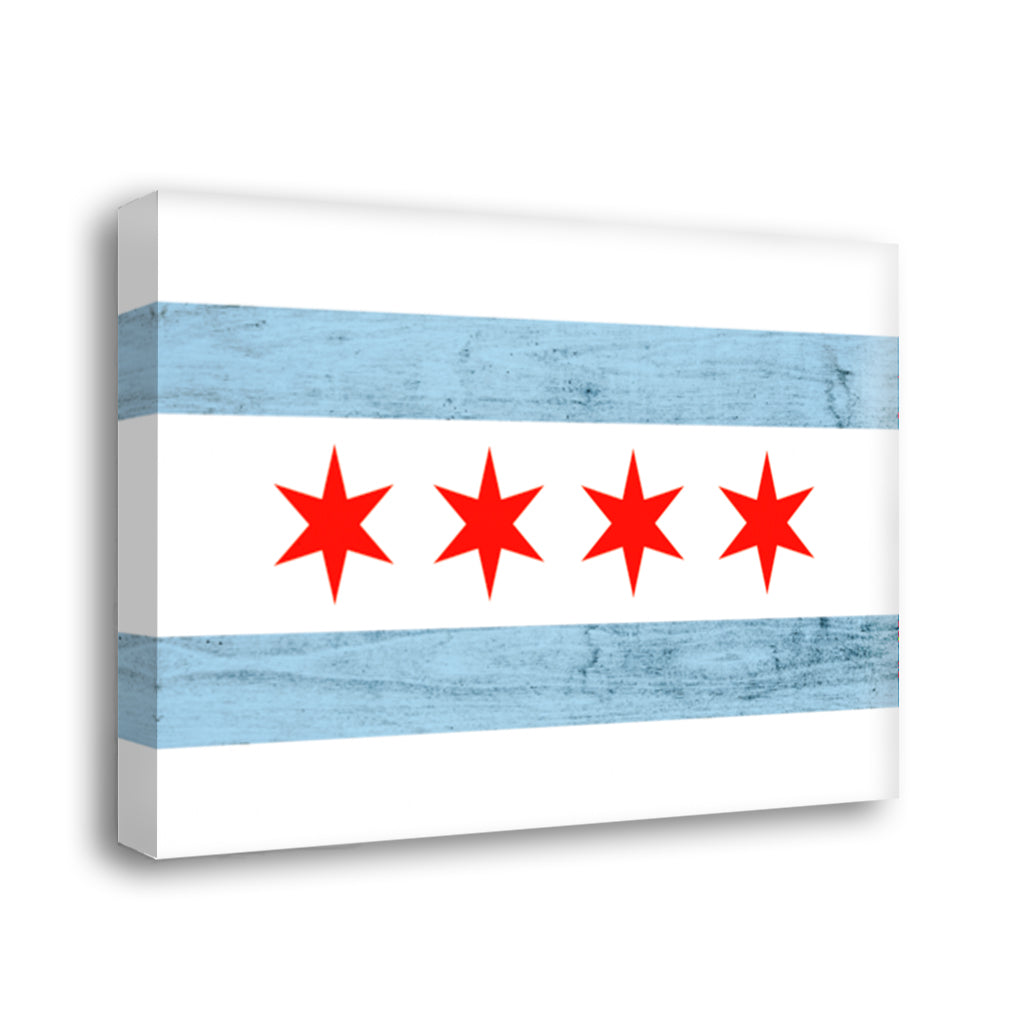 Rustic Chicago Flag Canvas Wall Art Print