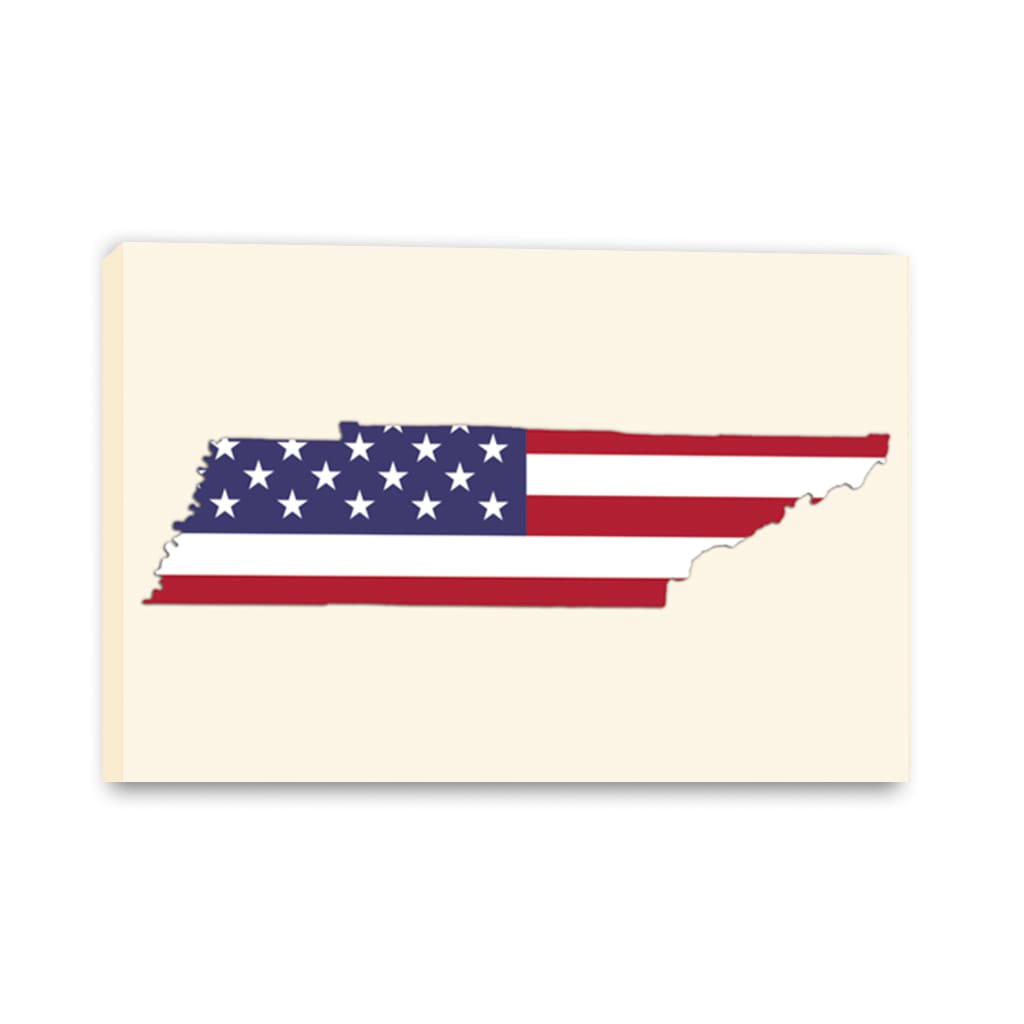 Tennessee American Flag Silhouette Canvas Wall Art Print