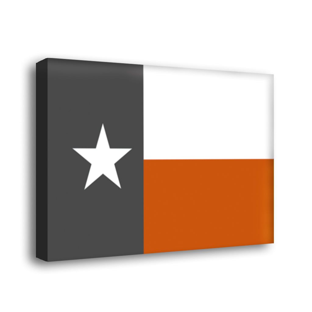 Burnt Orange and Gray Texas Flag Canvas Wall Art Print