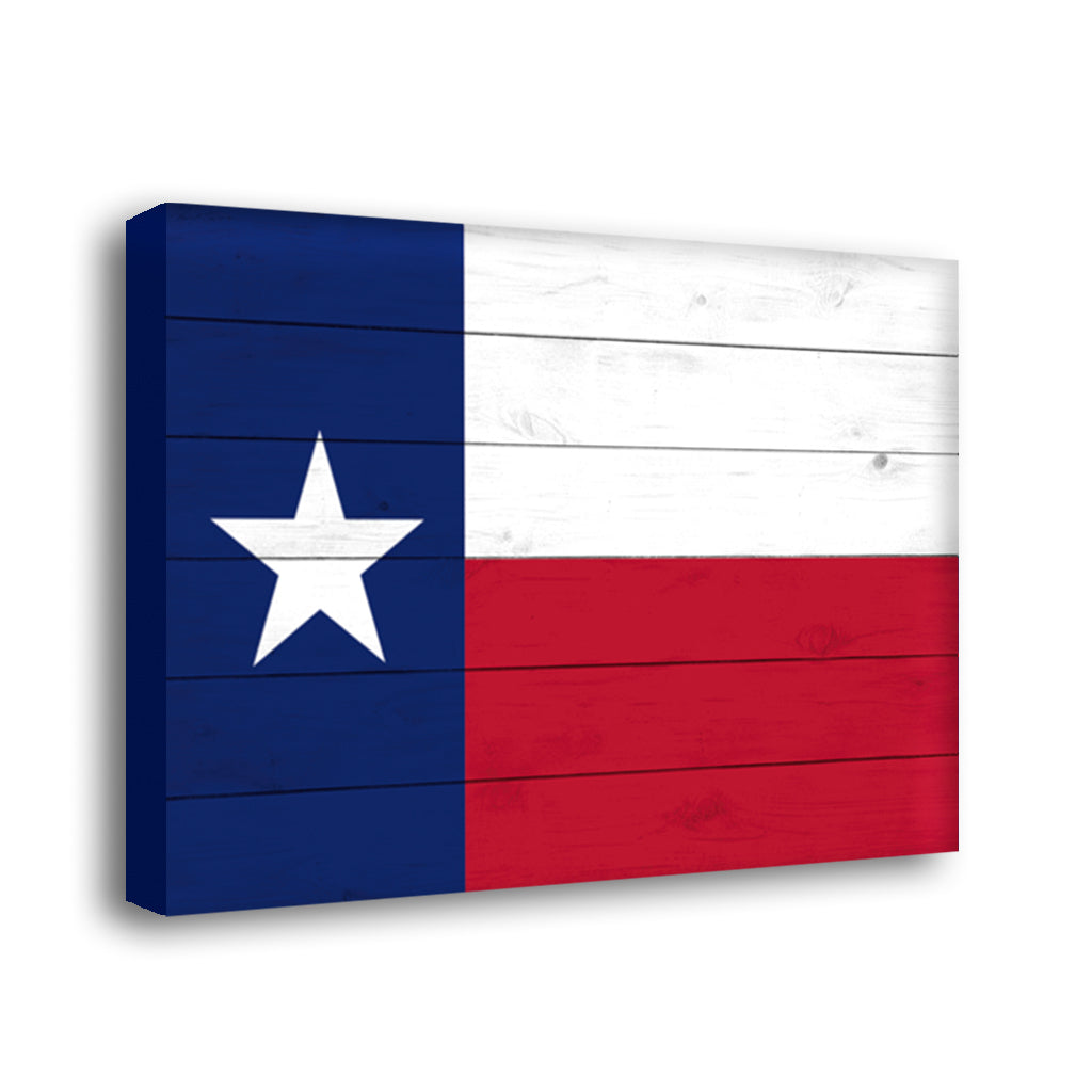 Wooden Blend Texas Flag Canvas Wall Art Print