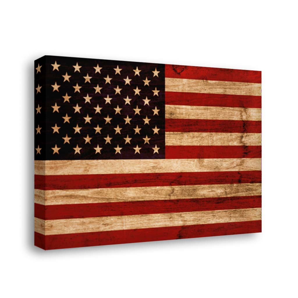 Rustic American Flag Canvas Wall Art Print