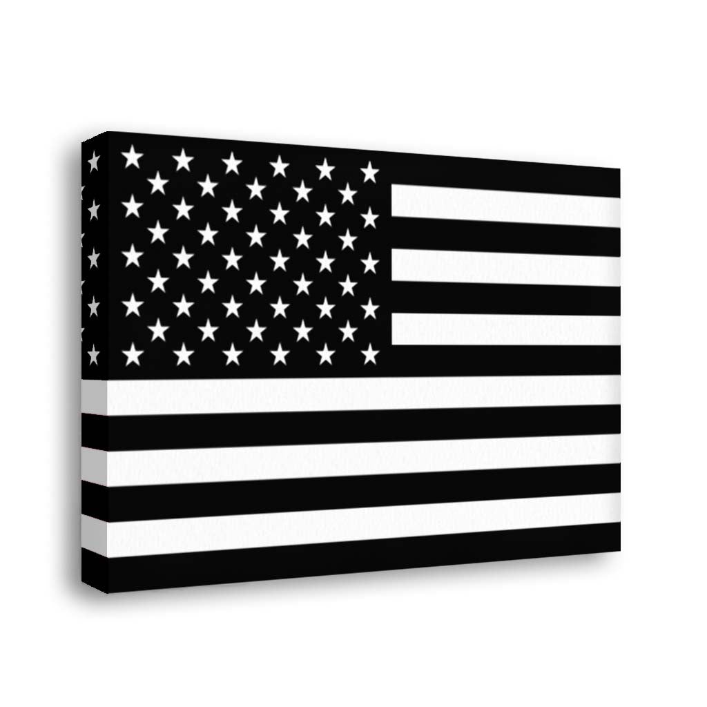 Black & White American Flag Canvas Wall Art Print