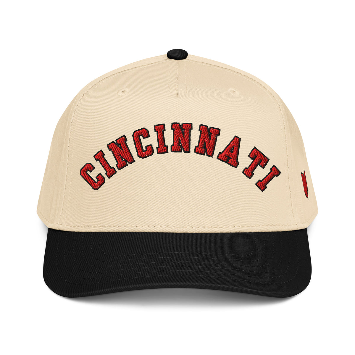 Curved Red Cincinnati Hat - Natural and Black