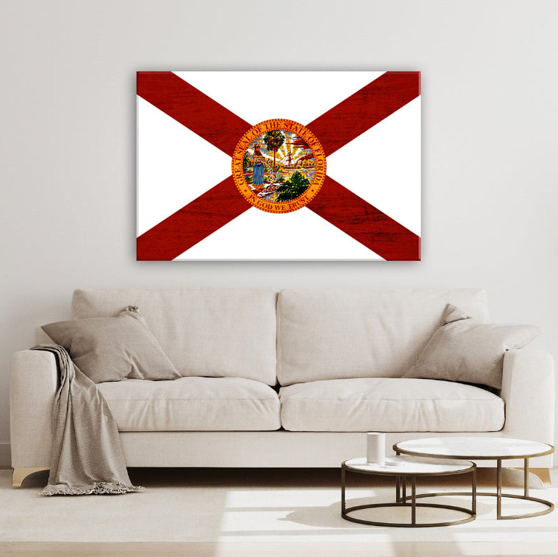 Rustic Florida Flag Canvas Art Print