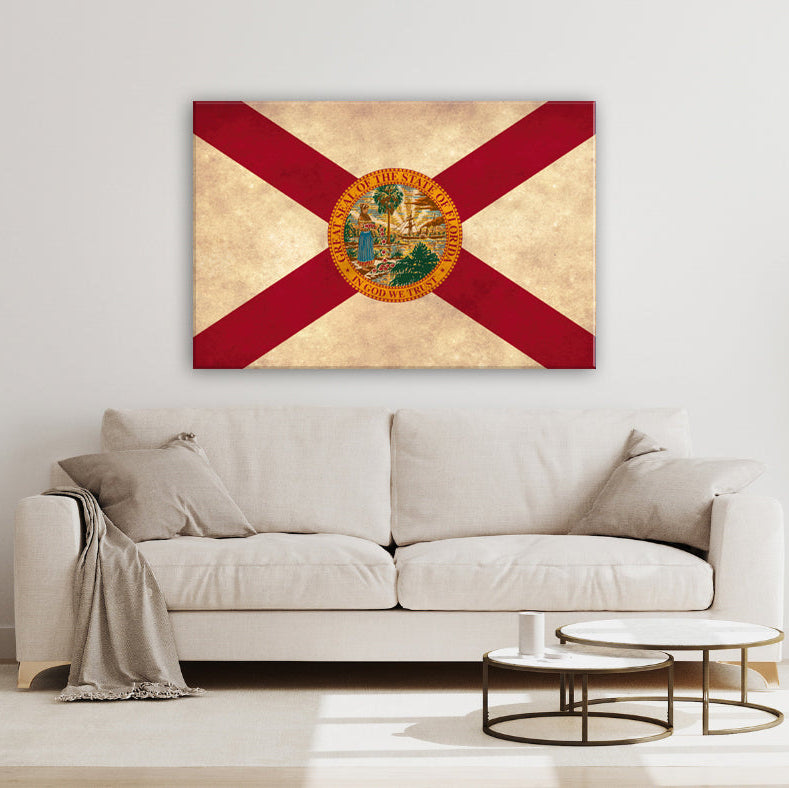 Distressed Florida Flag Canvas Art Print
